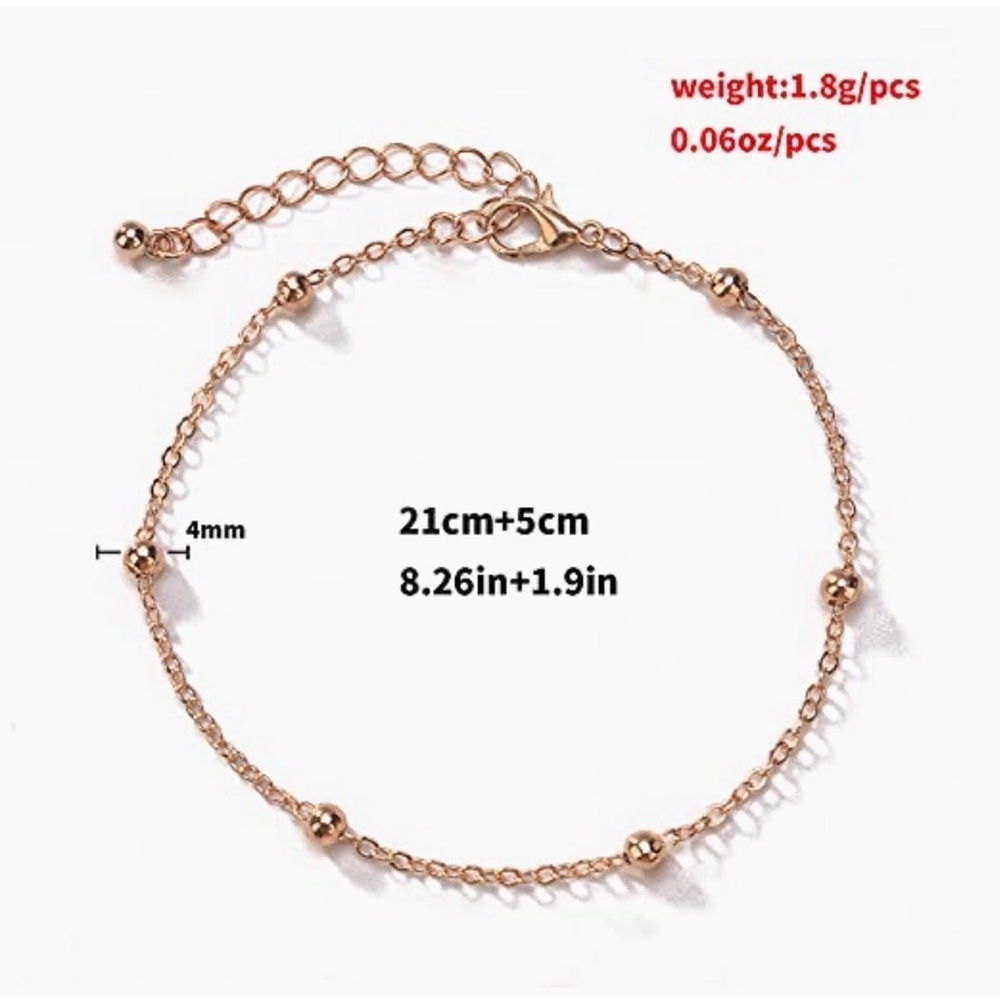 + Elegant Gold Tone Beaded Anklet Bracelet - Picture 2 of 2